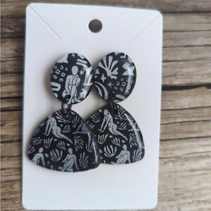 Black & White Female Body Earrings